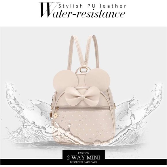 Bowknot Polka Dot Mini Backpack And Convertible Shoulder Bag Purse for Women - Picture 6 of 7